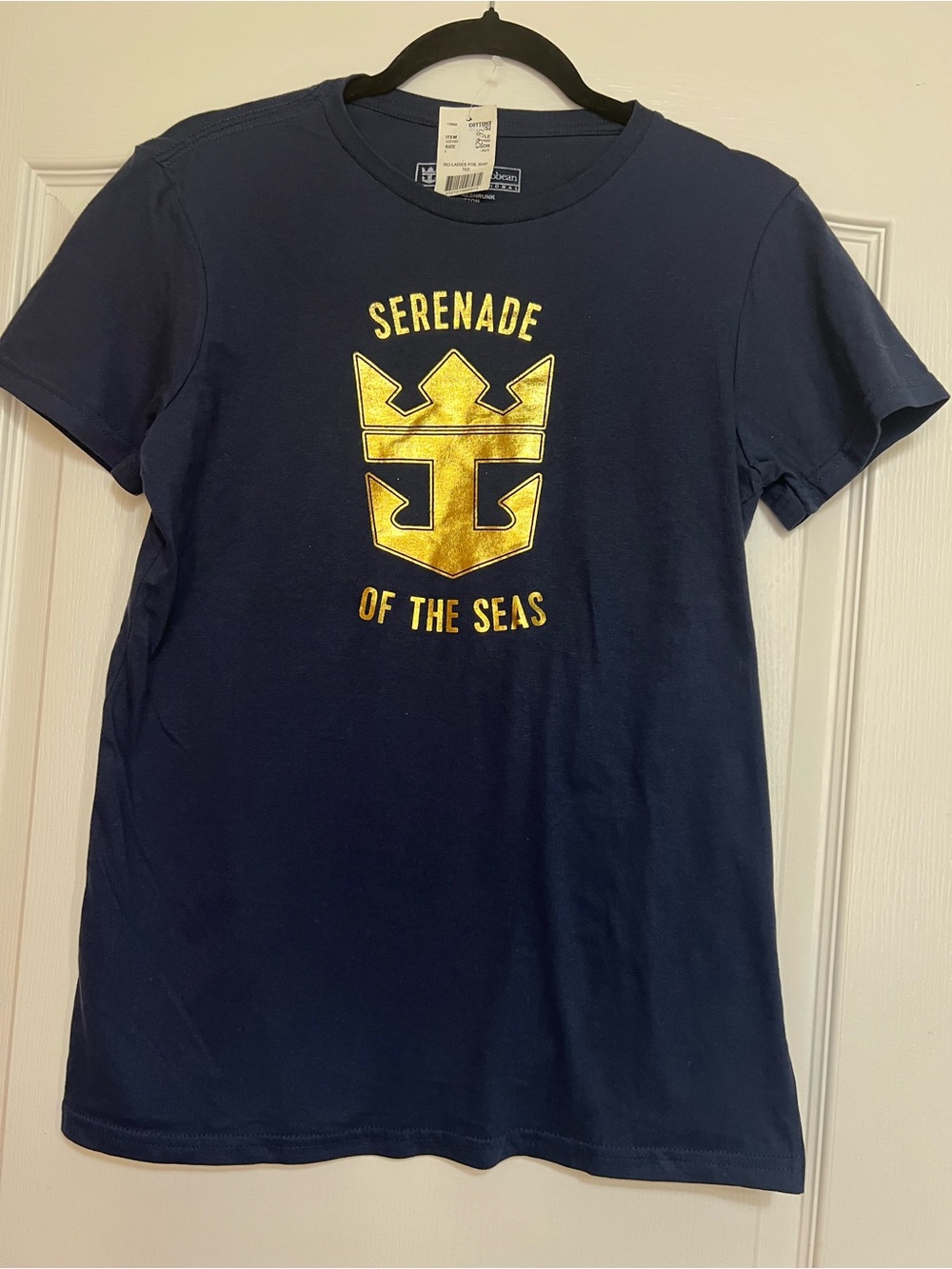Royal Caribbean Navy T‑Shirt with Metallic gold serenade of the Seas Foil Logo